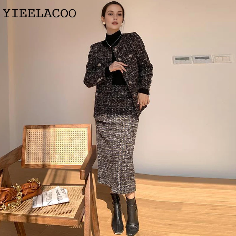 Jacket + Skirt Set Brown Plaid fashion Classic coat Professional new Women's Suit Autumn/Winter 2-Piece Set
Jacket + Skirt Set Brown Plaid fashion Classic coat Professional new Women's Suit Autumn/Winter 2-Piece Set