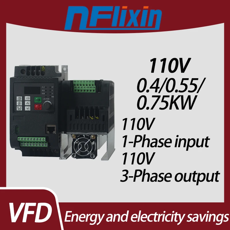 VEVOR 0.4-0.75KW VFD Frequency Inverter 110V 1P Input 3P Output Variable Frequency Drive CNC Motor Inverter Converter
VEVOR 0.4-0.75KW VFD Frequency Inverter 110V 1P Input 3P Output Variable Frequency Drive CNC Motor Inverter Converter