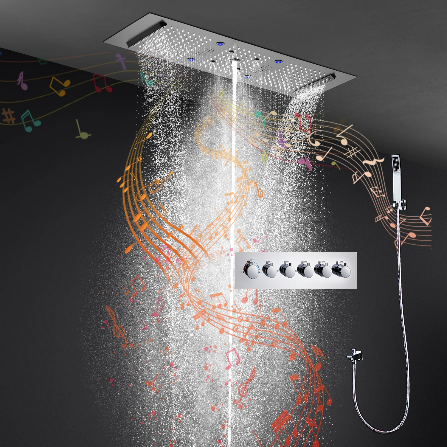 hm Bathroom Bluetooth Music LED Shower System Set 900x300MM Ceiling Rainfall Waterfall Shower Head Thermostatic Mixer Faucet Kit
hm Bathroom Bluetooth Music LED Shower System Set 900x300MM Ceiling Rainfall Waterfall Shower Head Thermostatic Mixer Faucet Kit