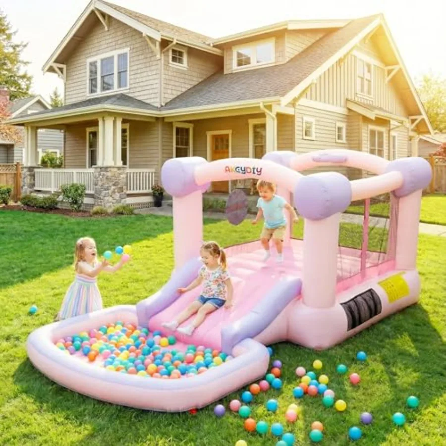 Pink Inflatable Bounce House for 13x7 FT with Air Blower and Big Ball Pit/Water Pool Indoor Outdoor Bouncy Castle Ocean Balls E
Pink Inflatable Bounce House for 13x7 FT with Air Blower and Big Ball Pit/Water Pool Indoor Outdoor Bouncy Castle Ocean Balls E