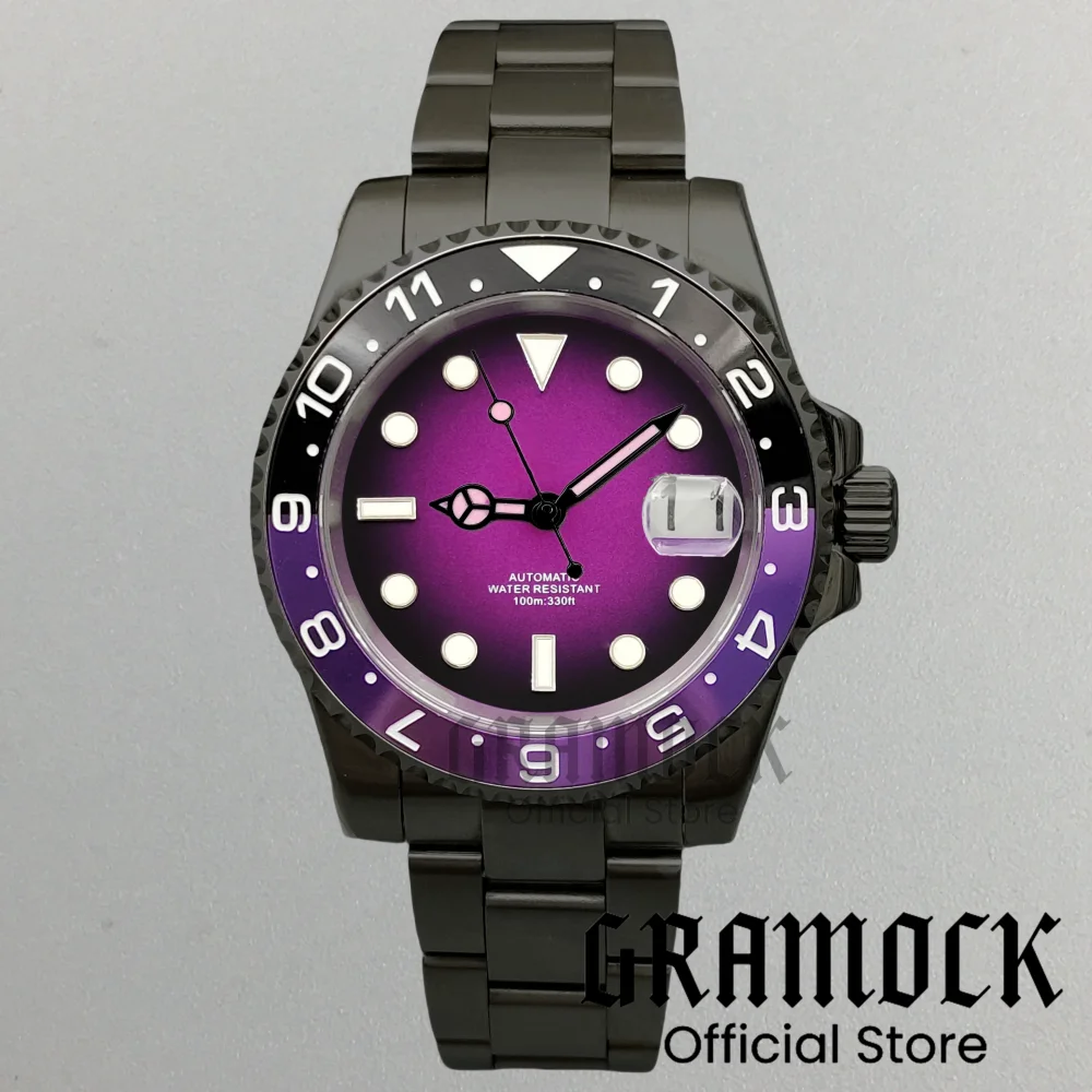Gramock 40mm Stainless Steel Case With Sapphire Glass Pink Purple Green Luminous Date Window Dial NH35 waterproof watch for men
Gramock 40mm Stainless Steel Case With Sapphire Glass Pink Purple Green Luminous Date Window Dial NH35 waterproof watch for men