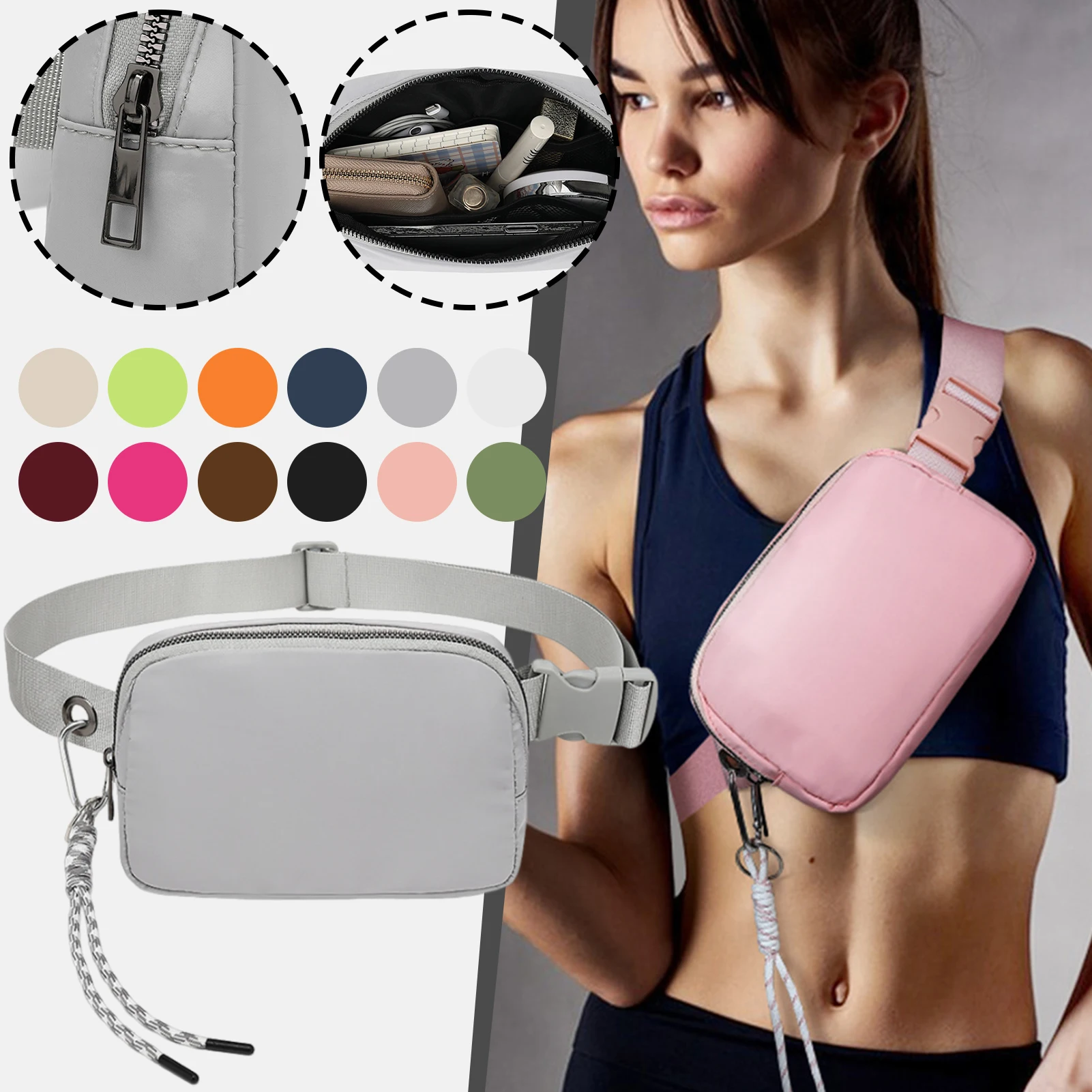 Mini Belt Bag Zippered Closure Adjustables Strap Waist Bag For Adults Teens
Mini Belt Bag Zippered Closure Adjustables Strap Waist Bag For Adults Teens