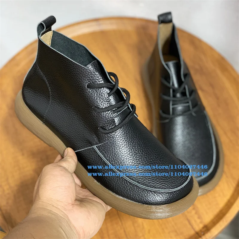 Black Leather Mid-Calf Men's Boots Soft Leather Lace-up Booties Novelty Designer Trendy Handmade Thick Sole Derby Shoes Botas
Black Leather Mid-Calf Men's Boots Soft Leather Lace-up Booties Novelty Designer Trendy Handmade Thick Sole Derby Shoes Botas