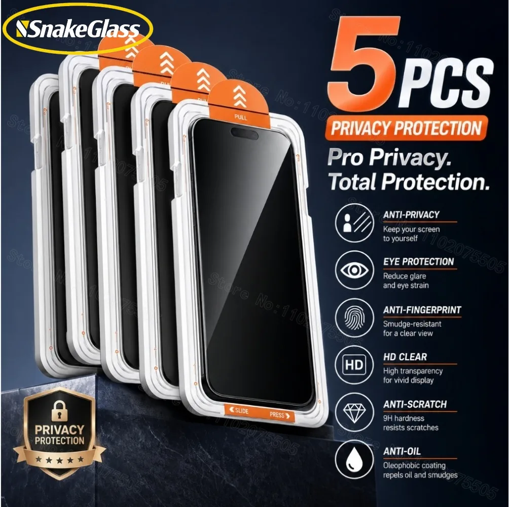 5 Pack HD/Privacy Screen Protector for IPhone 17 Pro Max Air 17e 16e 11 12 13 14 15 16 Pro,Tempered Glass,Dust-Free Easy Install
5 Pack HD/Privacy Screen Protector for IPhone 17 Pro Max Air 17e 16e 11 12 13 14 15 16 Pro,Tempered Glass,Dust-Free Easy Install