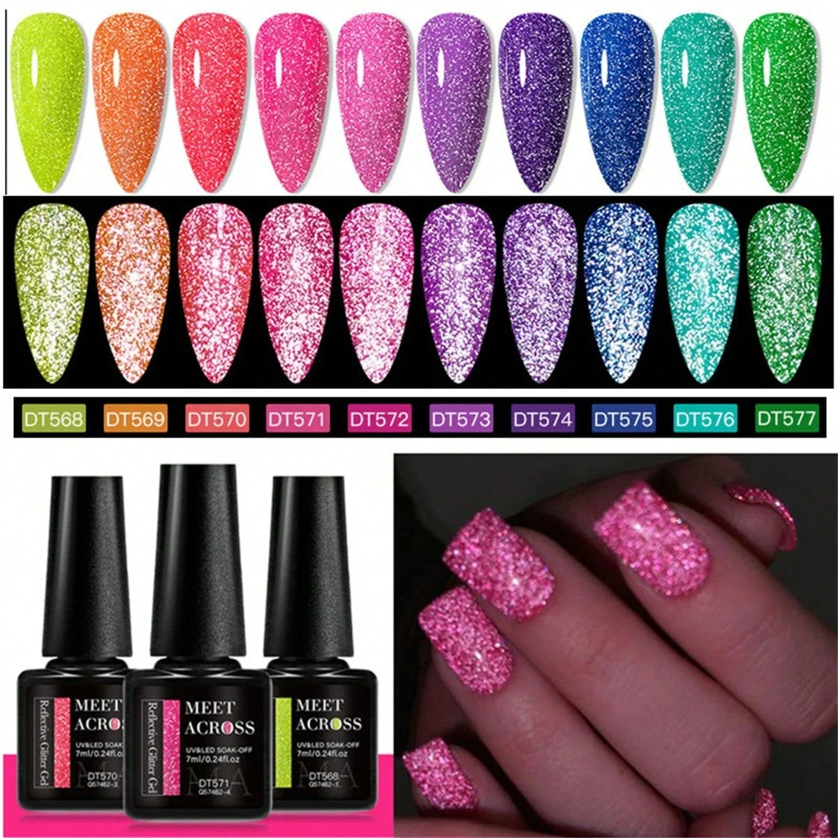 10pcs 7ml Fluorescent Reflective Glitter Gel Nail Polish Set Sparkle Neon Gel Polish Semi Permanent UV LED Gel Nail Art Manicure
10pcs 7ml Fluorescent Reflective Glitter Gel Nail Polish Set Sparkle Neon Gel Polish Semi Permanent UV LED Gel Nail Art Manicure