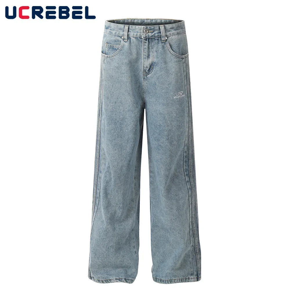 Side Breasted Washed Distressed Jeans Mens Embroidery Side Stripe Straight Loose Wide Leg Denim Pants Men Trousers
Side Breasted Washed Distressed Jeans Mens Embroidery Side Stripe Straight Loose Wide Leg Denim Pants Men Trousers