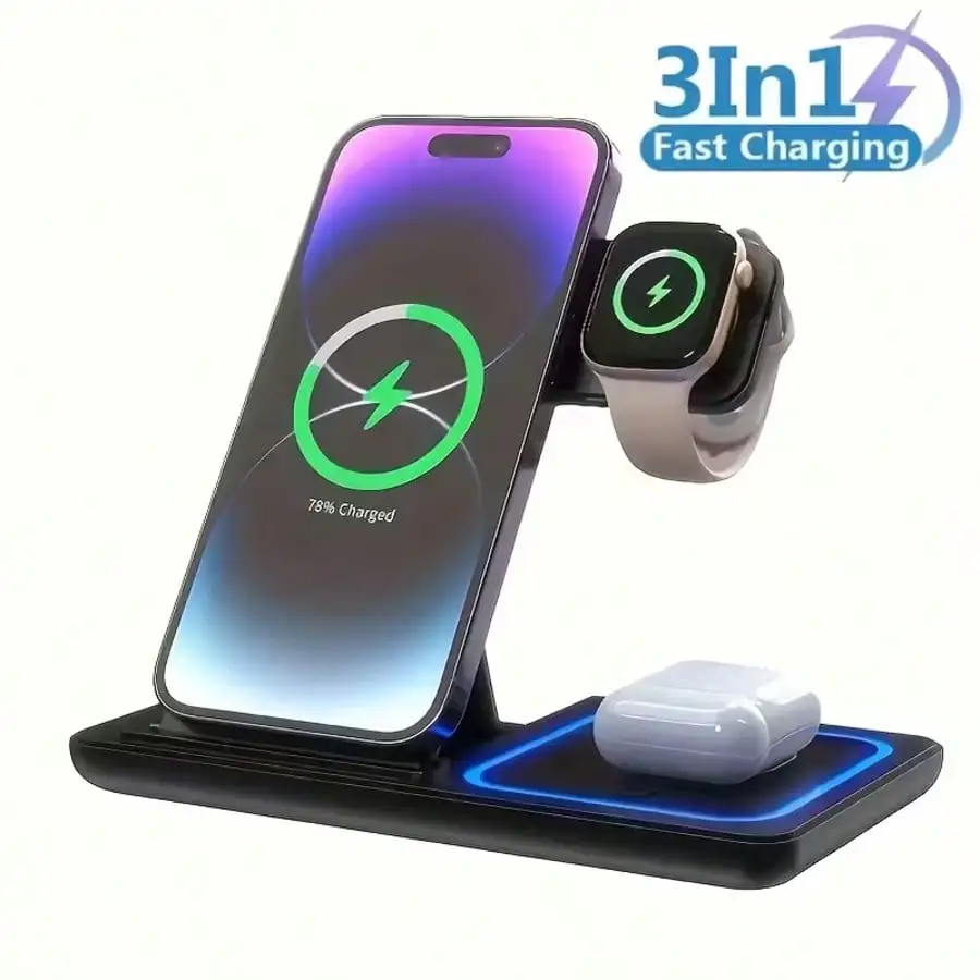 15W 3 In 1 Magnetic Wireless Charging Station Vertical Space-Saving Fast Charger Dock for iPhone Apple Watch Earbuds Multi Device Universal Rapid Charging Stand for Smartphone Wearable Gadgets
15W 3 In 1 Magnetic Wireless Charging Station Vertical Space-Saving Fast Charger Dock for iPhone Apple Watch Earbuds Multi Device Universal Rapid Charging Stand for Smartphone Wearable Gadgets