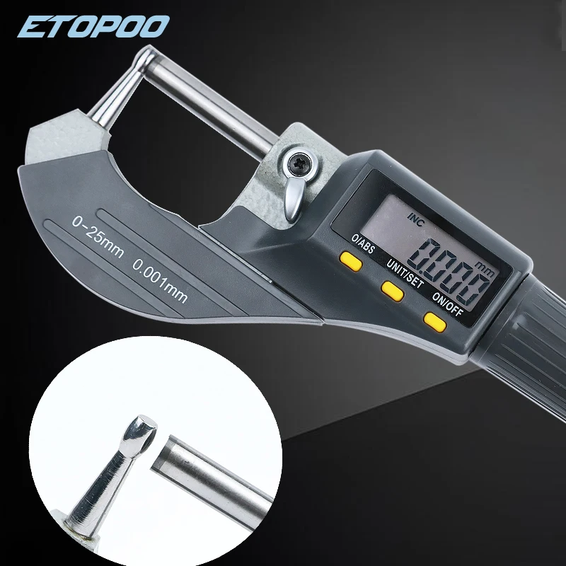 0-25mm Spherical Pipe Wall Thickness Mechanical Outer Diameter Micrometer For Pipe Thickness Measurement Electronic Micrometer
0-25mm Spherical Pipe Wall Thickness Mechanical Outer Diameter Micrometer For Pipe Thickness Measurement Electronic Micrometer