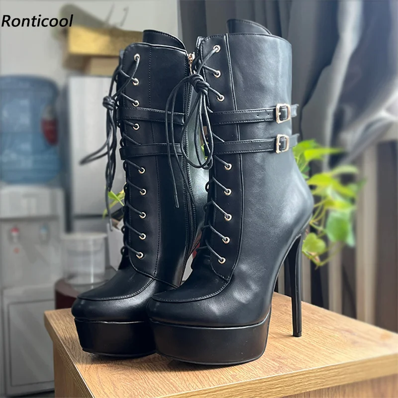 Ronticool Handmade Women Winter Ankle Boots Side Zipper Stiletto Heel Round Toe Black Club Shoes Ladies US Plus Size 5-20
Ronticool Handmade Women Winter Ankle Boots Side Zipper Stiletto Heel Round Toe Black Club Shoes Ladies US Plus Size 5-20