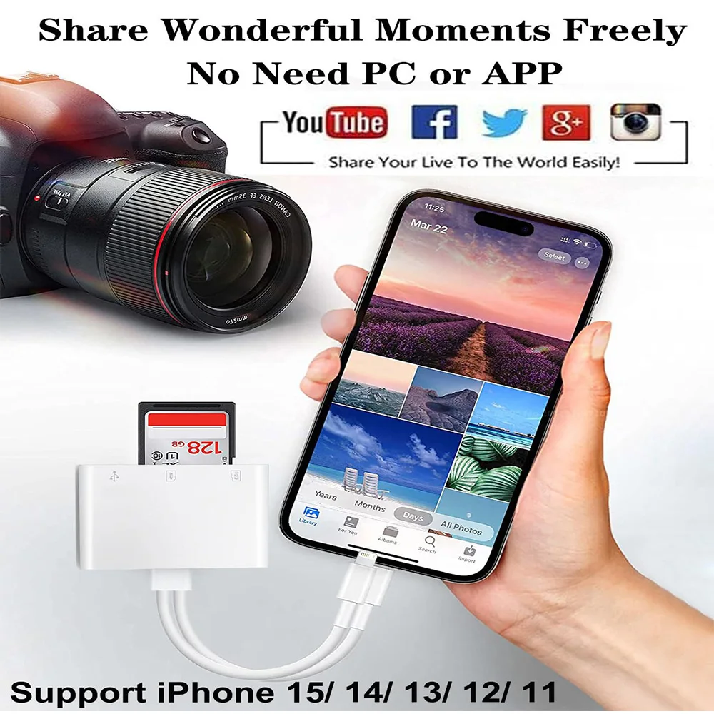 3 in1 SD Card ReaderLightning USB C typeC Connector to SDTF Card Reader Adapter Memory Card Reader for iPhone iPad laptop Huawei
3 in1 SD Card ReaderLightning USB C typeC Connector to SDTF Card Reader Adapter Memory Card Reader for iPhone iPad laptop Huawei