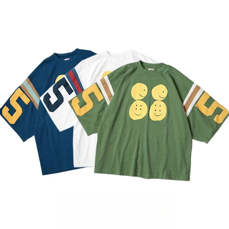 22SS KAPITAL Japanese Vintage Letter Smiley Print Oversized Half‑Sleeve T‑Shirt Unisex Casual Streetwear Top
22SS KAPITAL Japanese Vintage Letter Smiley Print Oversized Half‑Sleeve T‑Shirt Unisex Casual Streetwear Top