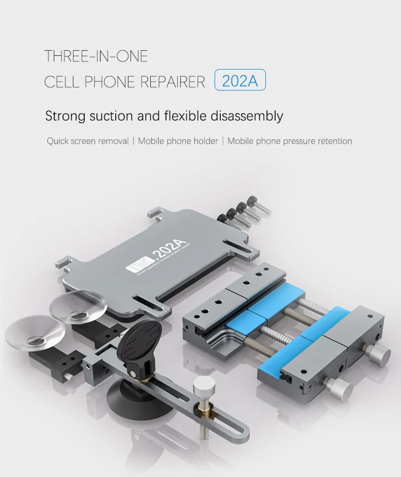 TBK 202A 3 In 1 Maintenance Fixture For Mobile Phone LCD Disassembly Screen Bracket Mobile Phone Display Clamping Pressure Mold
TBK 202A 3 In 1 Maintenance Fixture For Mobile Phone LCD Disassembly Screen Bracket Mobile Phone Display Clamping Pressure Mold