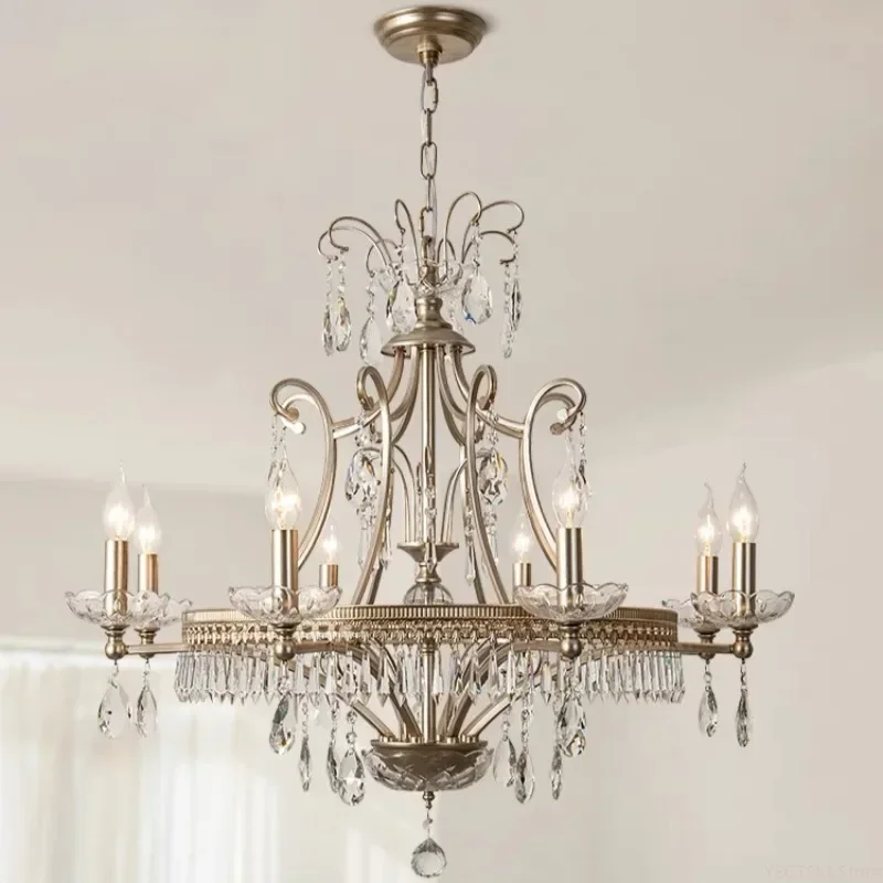 GHEUVNJ French retro chandelier, American living room, dining room, bedroom, candle, crystal villa, high ceiling luxurious art
GHEUVNJ French retro chandelier, American living room, dining room, bedroom, candle, crystal villa, high ceiling luxurious art