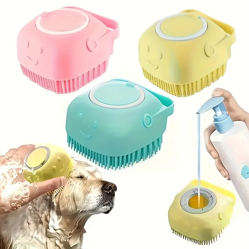 Pet Grooming Bath Massage Brush With Soap And Shampoo Dispenser, Soft Silicone Bristle For Long Short Haired Dogs Cats Shower
Pet Grooming Bath Massage Brush With Soap And Shampoo Dispenser, Soft Silicone Bristle For Long Short Haired Dogs Cats Shower