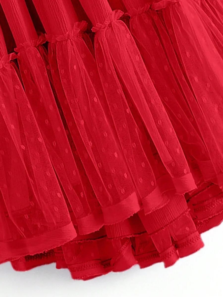 Red Dobby Mesh Self-Tie Ruffled Halter Dress For Women Summer Vacation Elegant Romantic Style
Red Dobby Mesh Self-Tie Ruffled Halter Dress For Women Summer Vacation Elegant Romantic Style