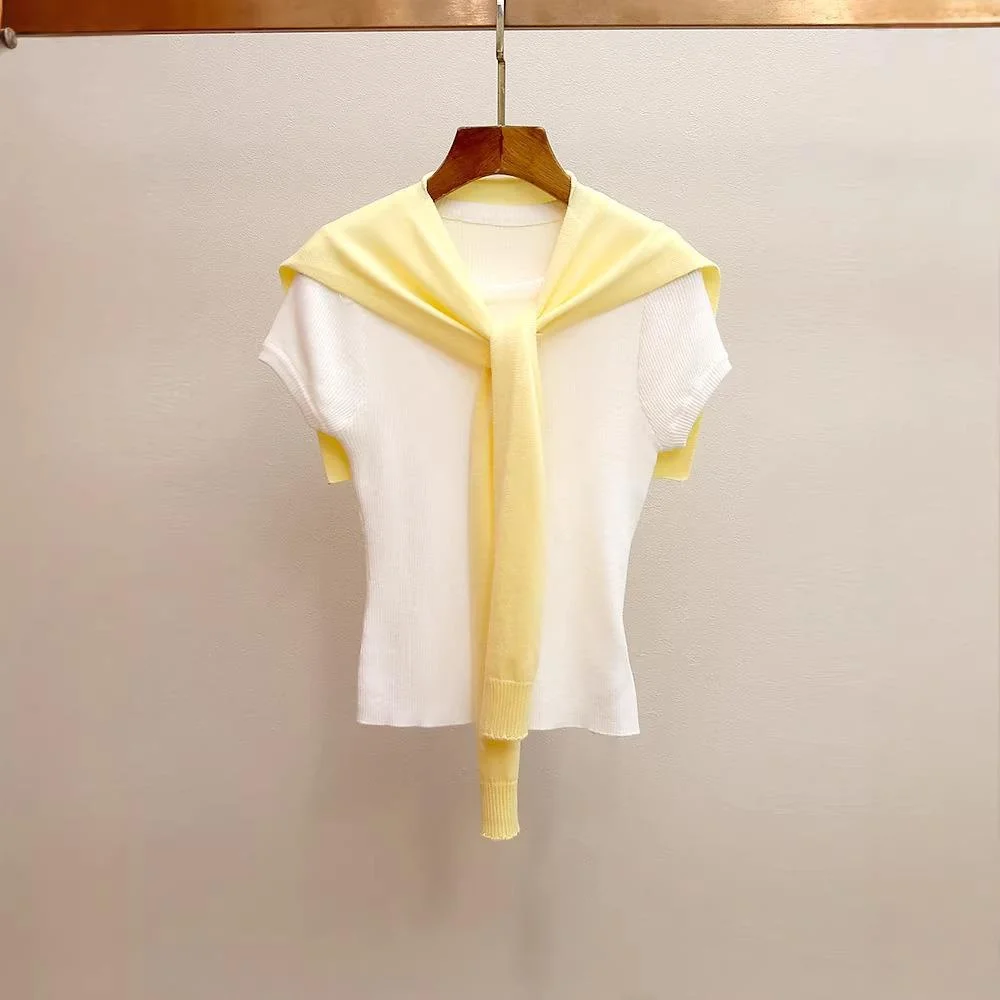 Sweet Fitting Spring Summer T-Shirt Knitted Top Women's Clothing Slimming Effect New Arrival Early Spring Fashion Style
Sweet Fitting Spring Summer T-Shirt Knitted Top Women's Clothing Slimming Effect New Arrival Early Spring Fashion Style