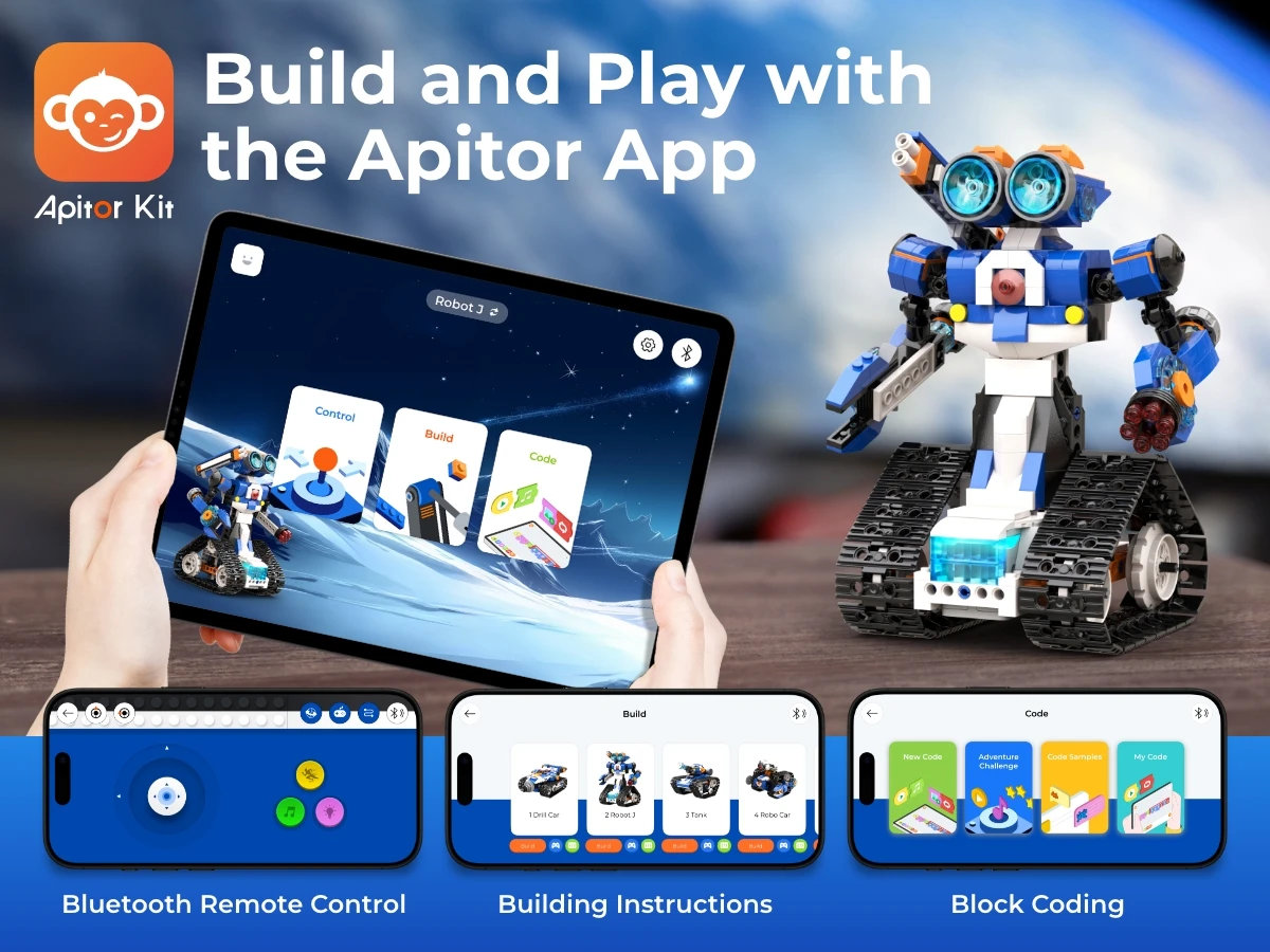 Apitor Robot Building Kit with 600 Pieces, 12-in-1 STEM Technic Coding Robotic Toys, DIY Electronic Monster Truck Building Kit Apitor Robot Building Kit with 600 Pieces, 12-in-1 STEM Technic Coding Robotic Toys, DIY Electronic Monster Truck Building Kit