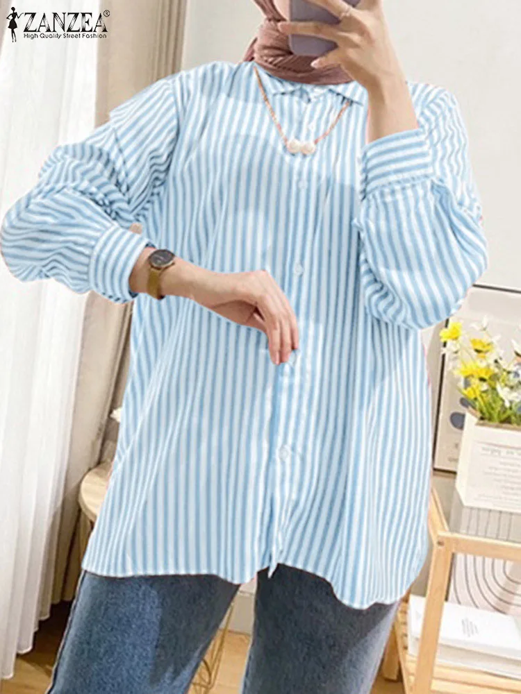 Elegant Eid Mubarek Tunic Tops ZANZEA Fashion Stripe Printed Blouse Women Long Sleeve Lapel Neck Shirt Casual Islamic Clothing
Elegant Eid Mubarek Tunic Tops ZANZEA Fashion Stripe Printed Blouse Women Long Sleeve Lapel Neck Shirt Casual Islamic Clothing