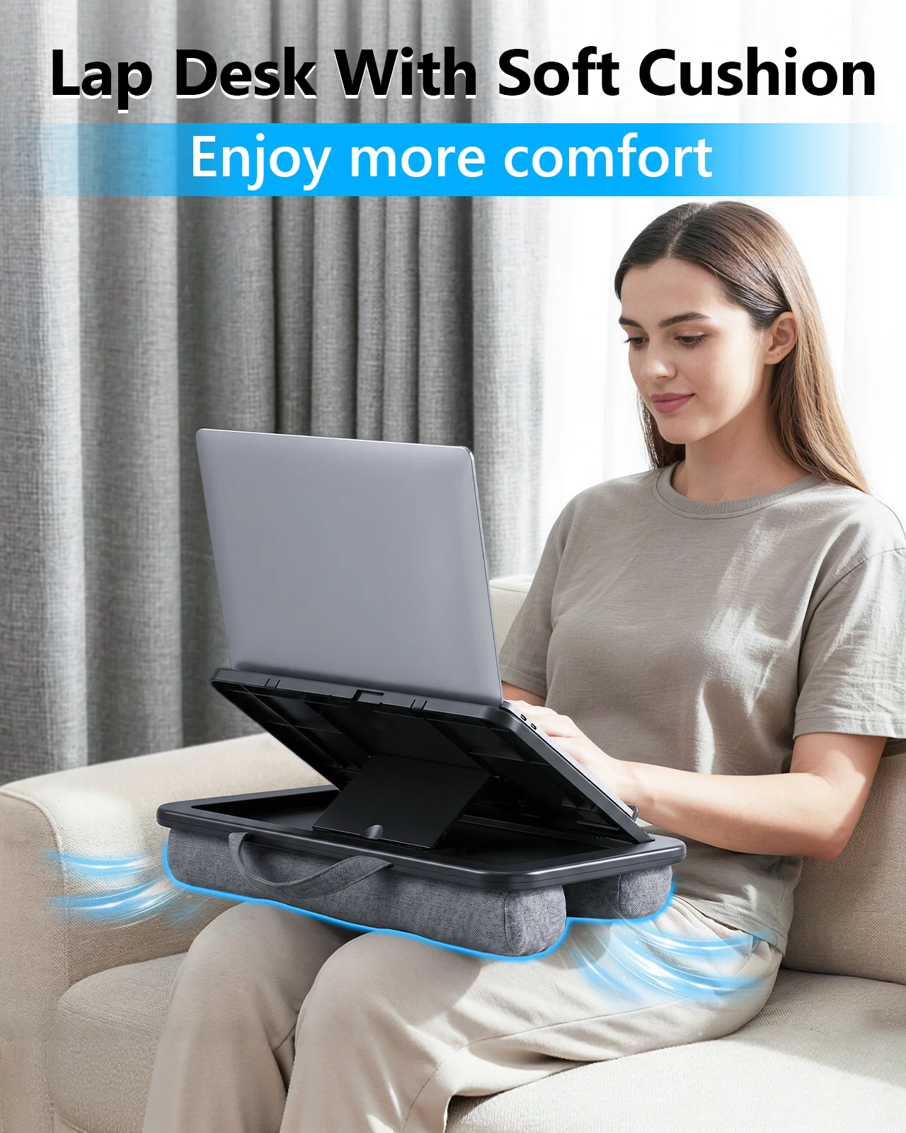 Oatsbasf Lap Desk for Office Laptop Stand with Soft Cushion Adjustable Lap Desk Portable Tablet Holder for Max 15.6" Notebook
Oatsbasf Lap Desk for Office Laptop Stand with Soft Cushion Adjustable Lap Desk Portable Tablet Holder for Max 15.6" Notebook