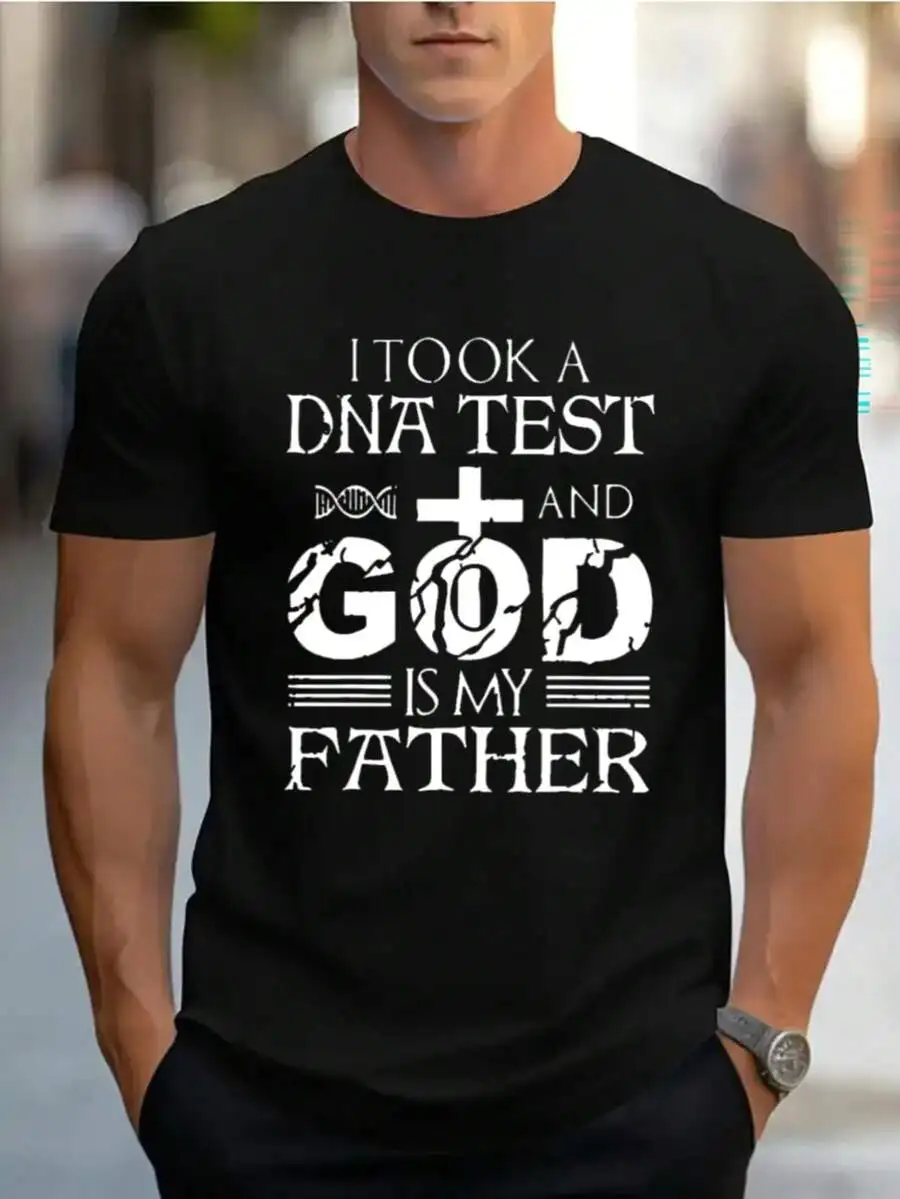 Mens Short Sleeve T-Shirt Black With Religious DNA Test Print Casual Stylish Tee
Mens Short Sleeve T-Shirt Black With Religious DNA Test Print Casual Stylish Tee