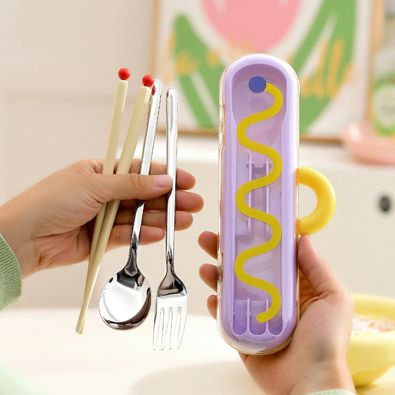 304 Stainless Steel Portable Tableware Set for Students And Workers Durable Chopsticks Fork Spoon Three-piece Portable Box
304 Stainless Steel Portable Tableware Set for Students And Workers Durable Chopsticks Fork Spoon Three-piece Portable Box