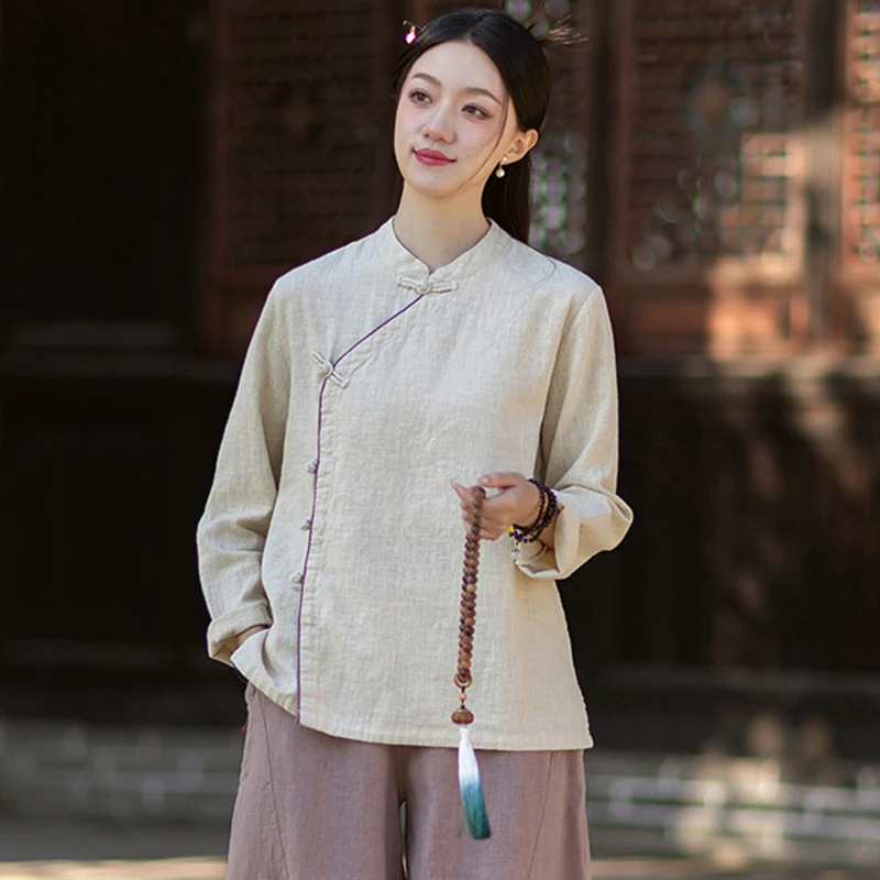 Chinese Style Women Cotton Linen Shirt New Arrival 2026 Spring Vintage Frog Button Female Long Sleeve Casual Tops Shirts M2369
Chinese Style Women Cotton Linen Shirt New Arrival 2026 Spring Vintage Frog Button Female Long Sleeve Casual Tops Shirts M2369