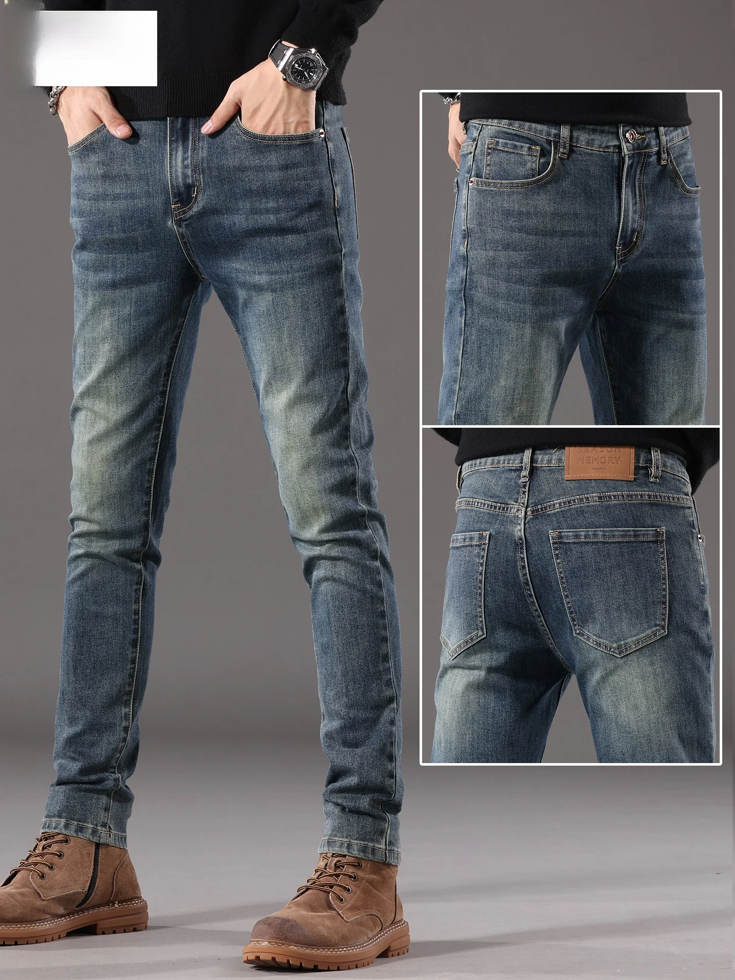 High-End Retro Men's Straight Leg Slim Fit Jeans Casual Spring Trendy Brand Haome New Sle Cotton Stretch Denim
High-End Retro Men's Straight Leg Slim Fit Jeans Casual Spring Trendy Brand Haome New Sle Cotton Stretch Denim