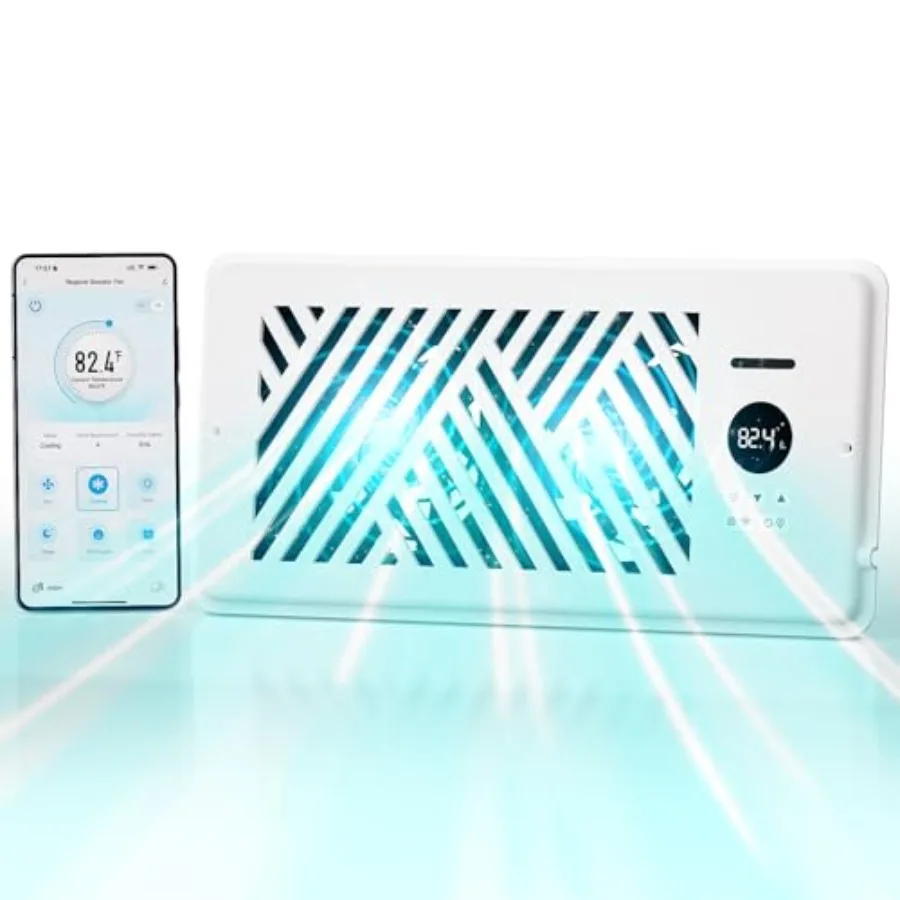 Smart 4"x10" Register Booster Fan, APP Remote Control 10-Speed Quiet Vent Fan, Universal for Ceiling Floor Duct Vents, Efficien
Smart 4"x10" Register Booster Fan, APP Remote Control 10-Speed Quiet Vent Fan, Universal for Ceiling Floor Duct Vents, Efficien