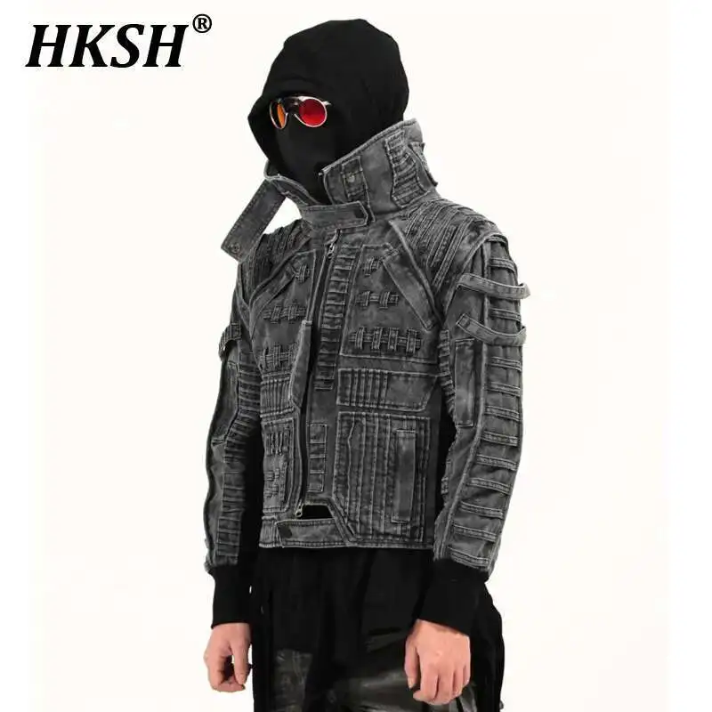 HKSH Spring Autumn Men Punk Waste Land Pleated Asymmetric Loop Vintage Washed Cotton Jacket Techwear Dark Motorcycle Coat HK4372
HKSH Spring Autumn Men Punk Waste Land Pleated Asymmetric Loop Vintage Washed Cotton Jacket Techwear Dark Motorcycle Coat HK4372