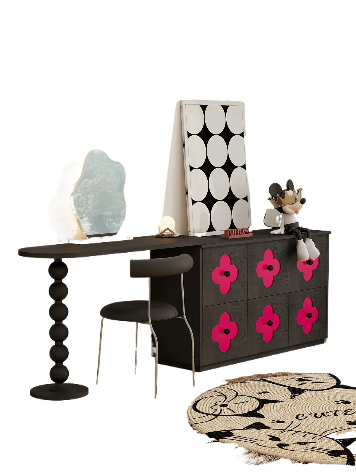 Vintage dopamine chest retractable makeup table integrated bedroom dresser bedside cabinet modern rose red cabinet
Vintage dopamine chest retractable makeup table integrated bedroom dresser bedside cabinet modern rose red cabinet