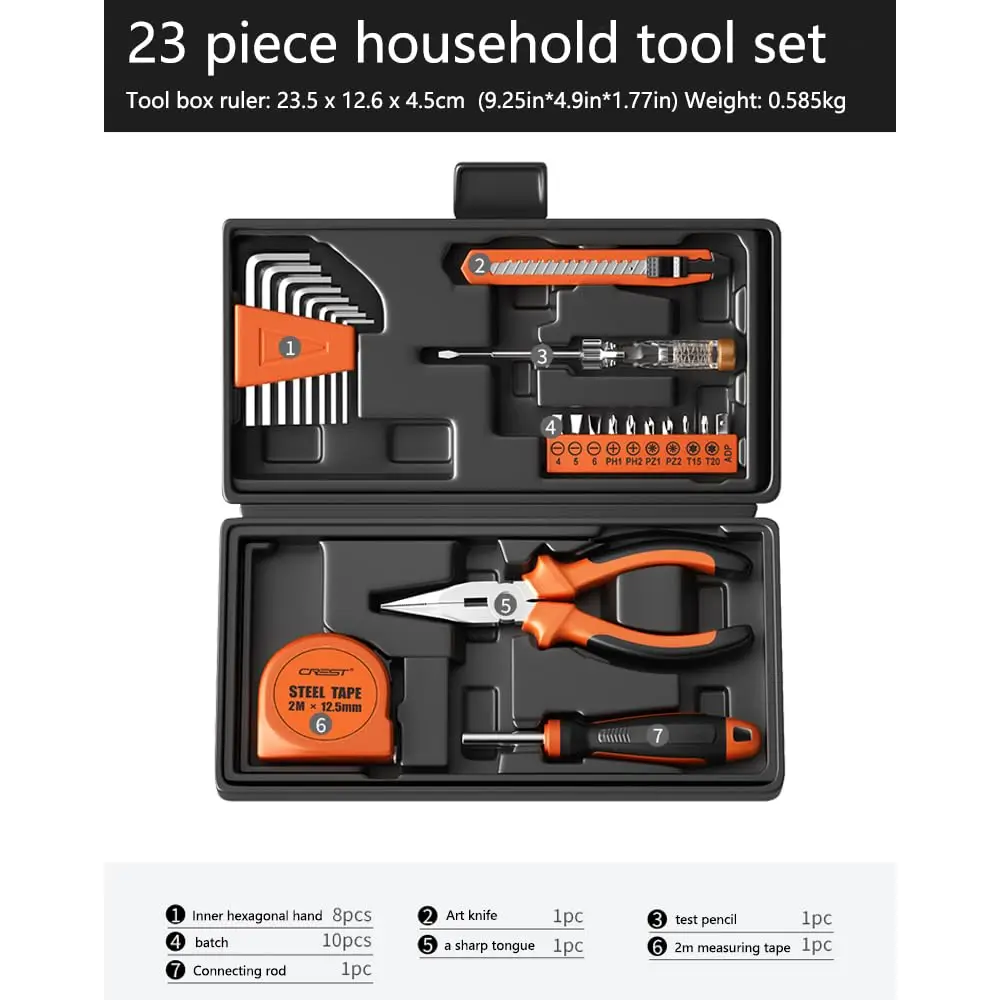Professional Heavy-Duty Tool Kit - 23-Piece Complete Set with Wrench & Pliers for Home Repair & DIY Projects
Professional Heavy-Duty Tool Kit - 23-Piece Complete Set with Wrench & Pliers for Home Repair & DIY Projects