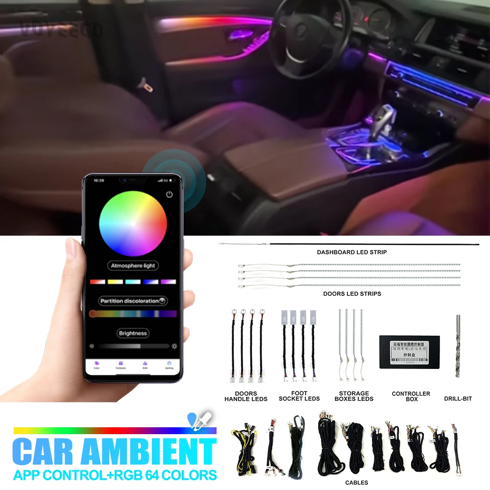 Автомобильные аксессуары, RGB Автомобильный интерьер, оптическая лампа, 12 В, декоративная деталь для Bmw, управление через приложение
Автомобильные аксессуары, RGB Автомобильный интерьер, оптическая лампа, 12 В, декоративная деталь для Bmw, управление через приложение