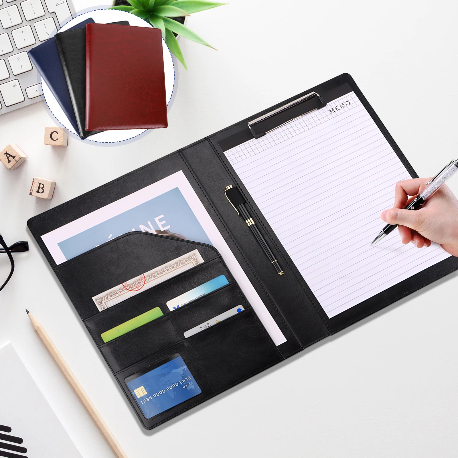 A4 Clipboard Folder with Notepad Business Document Manager Clip PU Leather Multi-Layer Writing Pad for Business Meeting & Travel
A4 Clipboard Folder with Notepad Business Document Manager Clip PU Leather Multi-Layer Writing Pad for Business Meeting & Travel