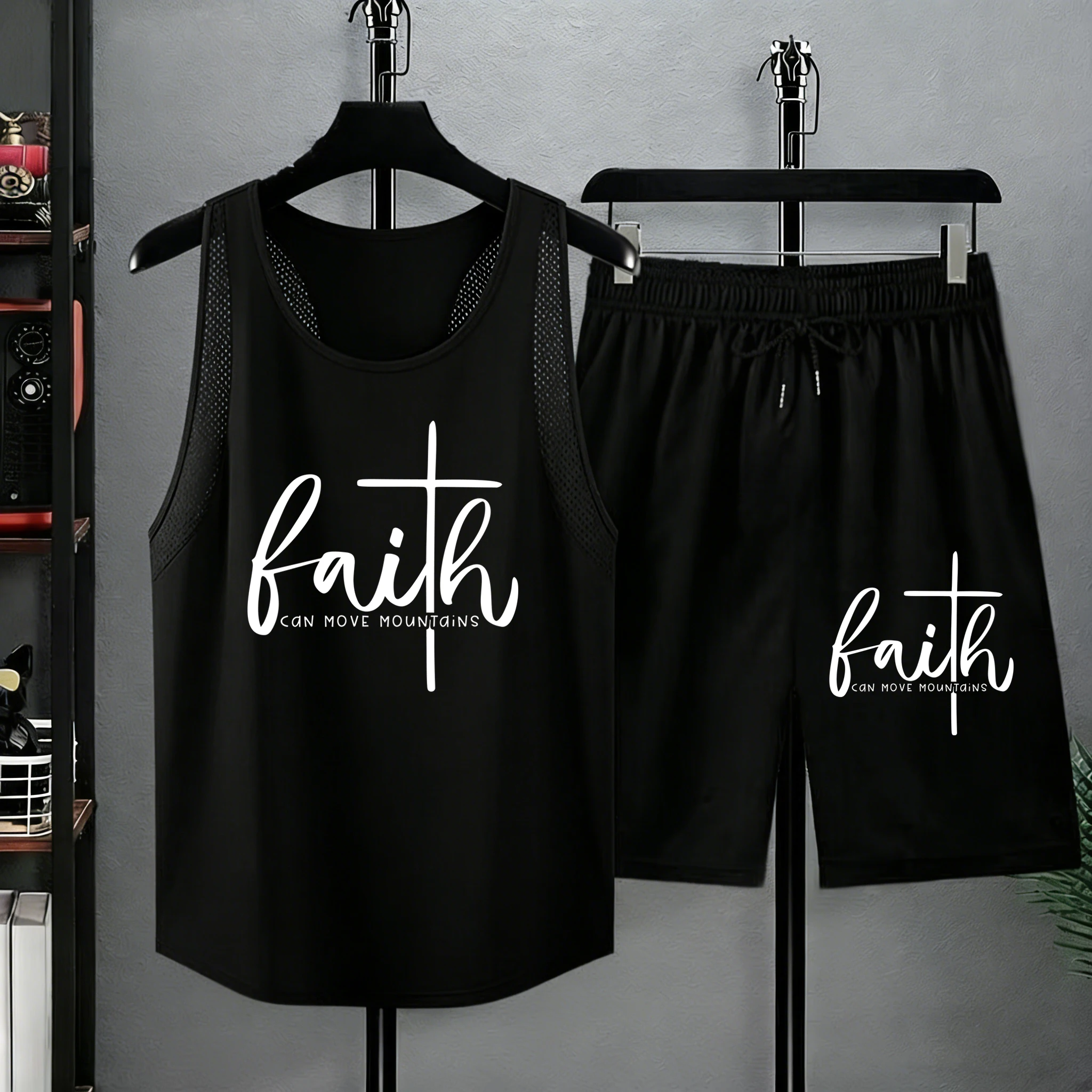 Faith Can Move Mountains Print Summer Sport Breathable Vest&Shorts Suit Fashion Cool Sportswear Men Gym Swim Pants Loose Bottom
Faith Can Move Mountains Print Summer Sport Breathable Vest&Shorts Suit Fashion Cool Sportswear Men Gym Swim Pants Loose Bottom