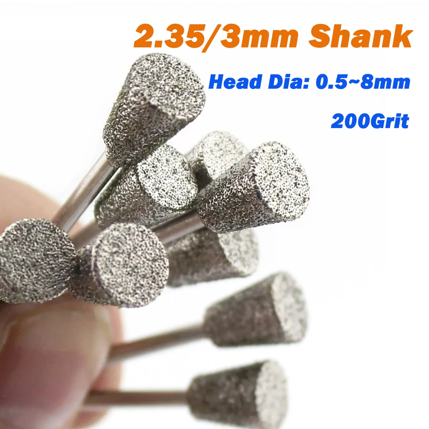 C7 Diamond Grinding Head 200Grit 2.35/3mm Shank Inverted Conical Diamond Grinding Bits Stone Carving Deburring Rotary Tool
C7 Diamond Grinding Head 200Grit 2.35/3mm Shank Inverted Conical Diamond Grinding Bits Stone Carving Deburring Rotary Tool