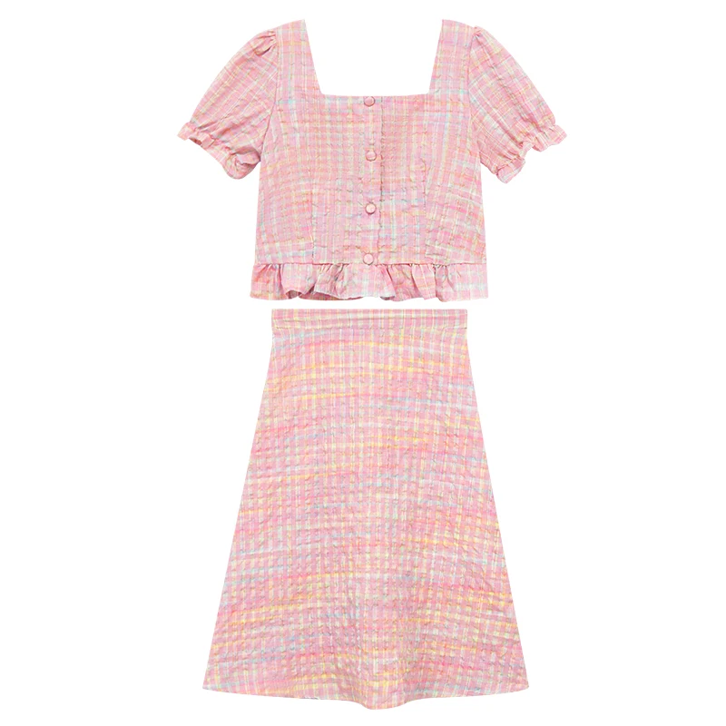 M-4Xl Sweet Pink Skirt Set Colorful Striped Puff Sleeve Tops Shirt+ High Waist A-Line Mid-Calf Skirt 2Pcs Female Clthong Suits
M-4Xl Sweet Pink Skirt Set Colorful Striped Puff Sleeve Tops Shirt+ High Waist A-Line Mid-Calf Skirt 2Pcs Female Clthong Suits
