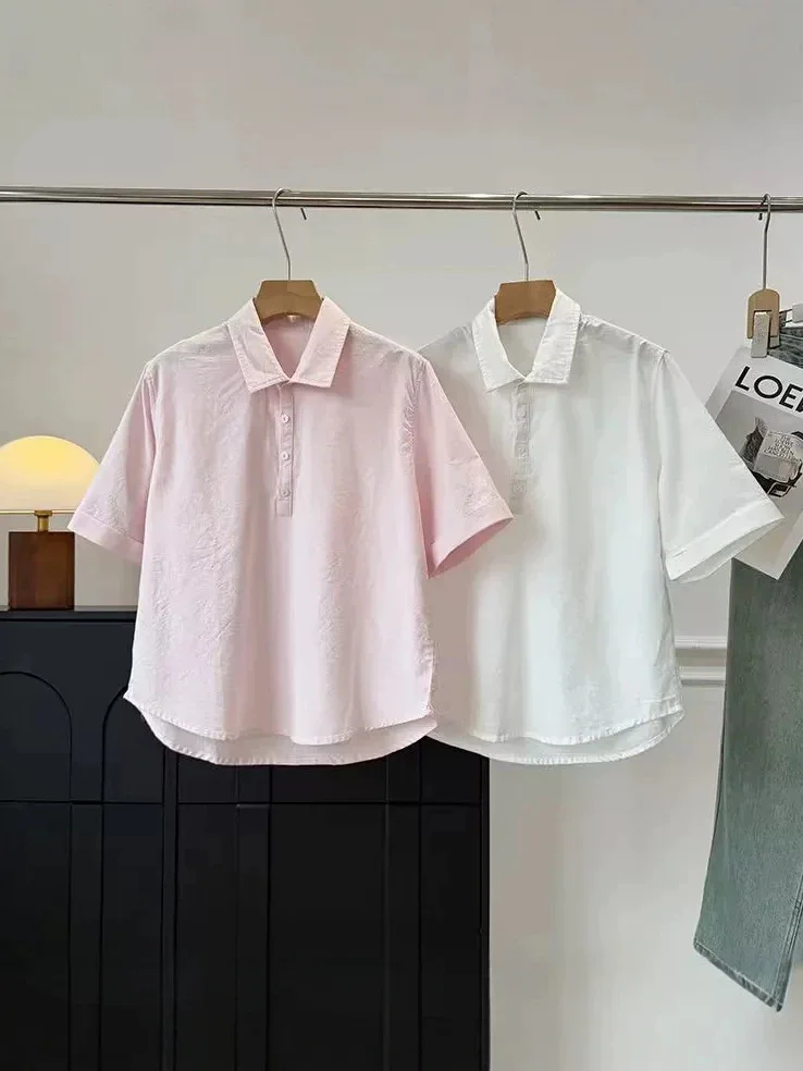 Dave&Di Summer New Women's Clothing Urban Casual Style Linen Polo Collar Short Sleeved Shirt Woman Clothes Shirts
Dave&Di Summer New Women's Clothing Urban Casual Style Linen Polo Collar Short Sleeved Shirt Woman Clothes Shirts