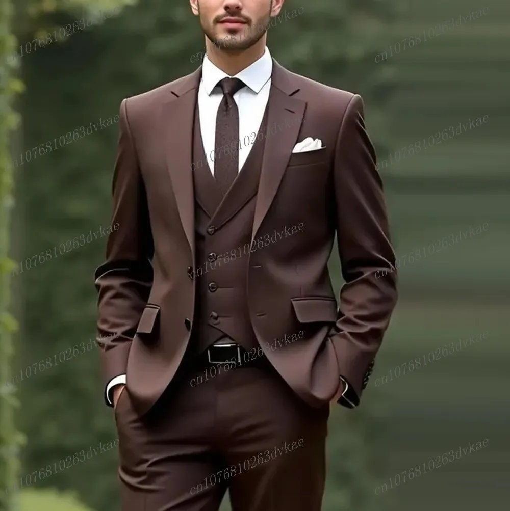 Dark Brown Business Men Suit Groom Groomsman Wedding Party Prom Formal Occasion Male Tuxedos 3 Piece Set Blazer Vest Pants A01
Dark Brown Business Men Suit Groom Groomsman Wedding Party Prom Formal Occasion Male Tuxedos 3 Piece Set Blazer Vest Pants A01