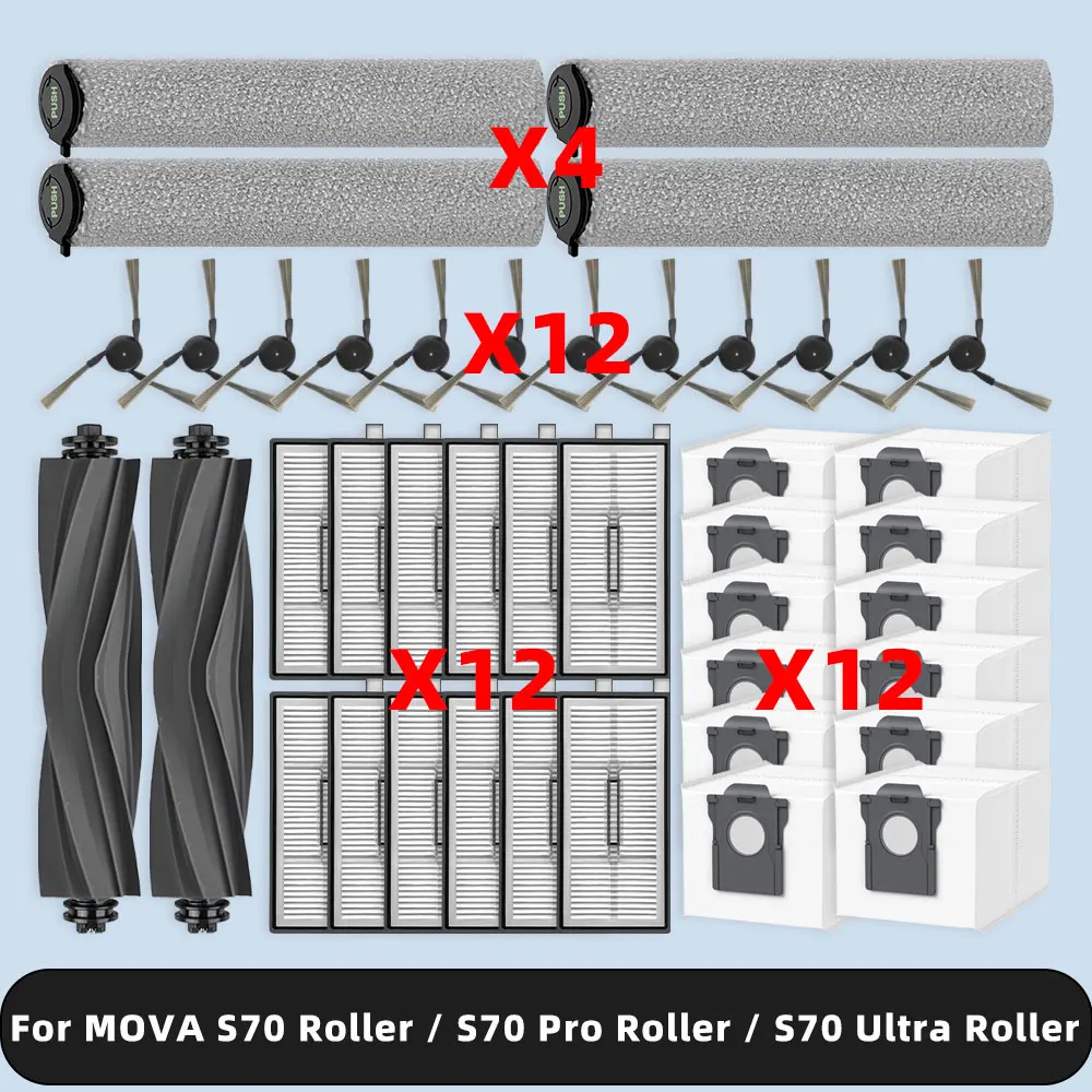 Compatible For ( MOVA S70 Roller / S70 Pro Roller / S70 Ultra Roller ) Spare Parts Main Side Brush Roller Mop Filter Dust Bag
Compatible For ( MOVA S70 Roller / S70 Pro Roller / S70 Ultra Roller ) Spare Parts Main Side Brush Roller Mop Filter Dust Bag