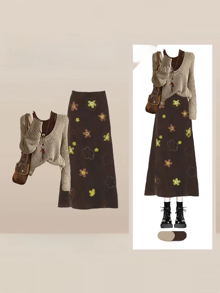 Корейский комплект с уникальным цветочным принтом, женский дизайн Sense, ажурный жилет, юбка с высокой талией, зимний ансамбль Faion
Корейский комплект с уникальным цветочным принтом, женский дизайн Sense, ажурный жилет, юбка с высокой талией, зимний ансамбль Faion