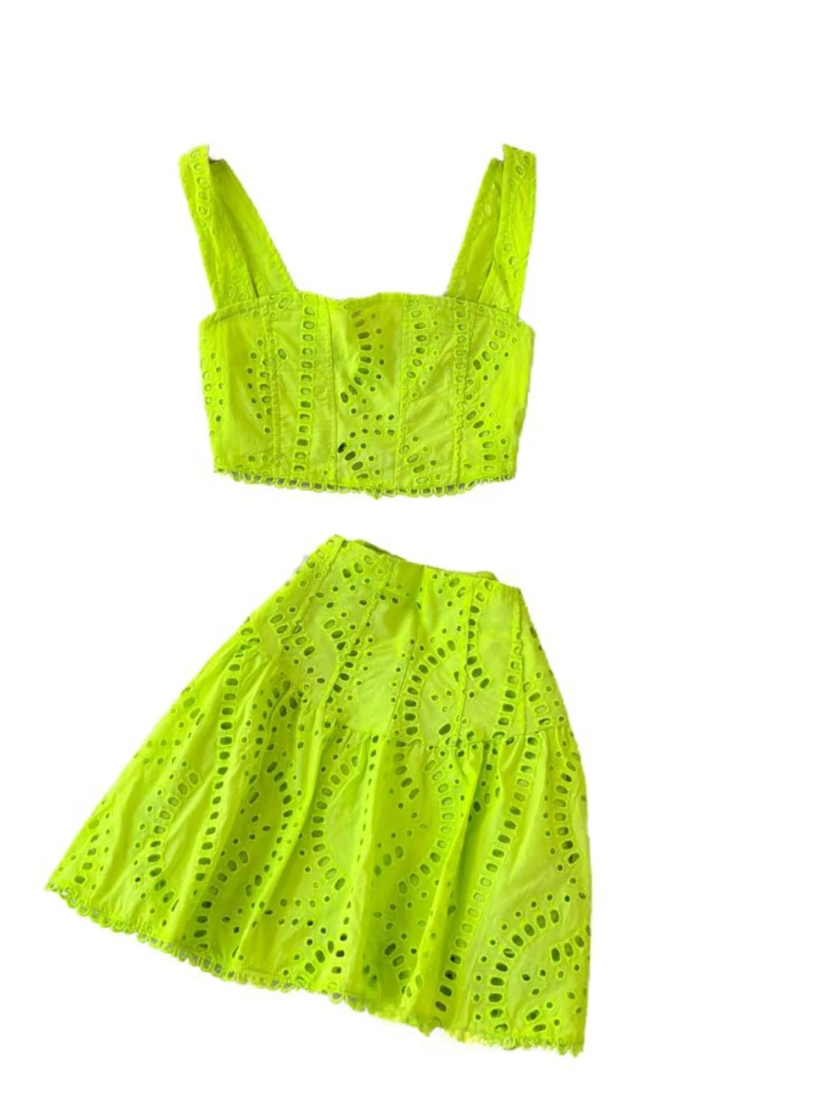 American Sle Spicy Hollow out Strap Top And High Waist Slimming A-Line Skirt Two Piece Set for Women Holiday Outfit
American Sle Spicy Hollow out Strap Top And High Waist Slimming A-Line Skirt Two Piece Set for Women Holiday Outfit