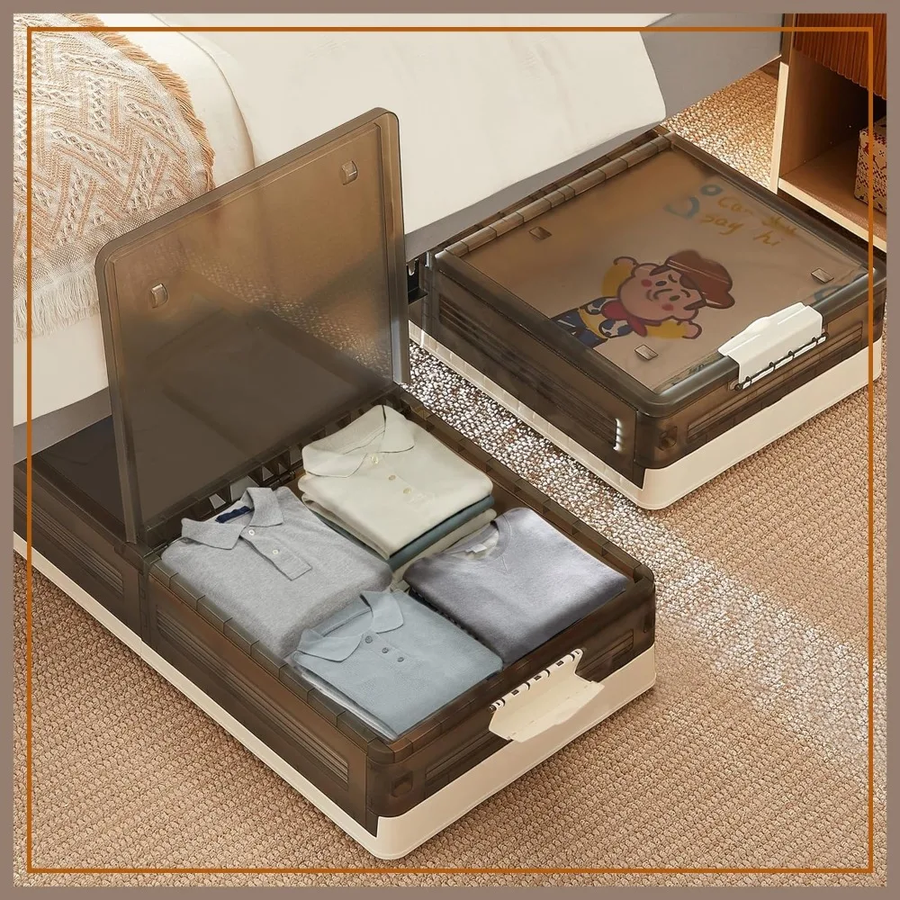 Under Bed Storage with Wheels, 2 Pack Stackable Containers with Lids, Foldable Plastic Box for Clothes Shoes
Under Bed Storage with Wheels, 2 Pack Stackable Containers with Lids, Foldable Plastic Box for Clothes Shoes