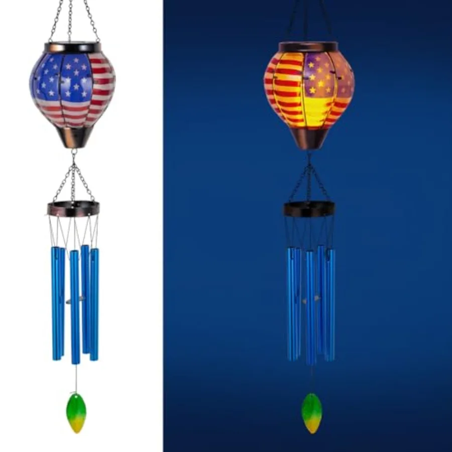 Solar Wind Chimes for Outdide, American Flag Solar Hot Air Balloon Wind Chime with Flame Flickering Light, Glass Windchimes wit
Solar Wind Chimes for Outdide, American Flag Solar Hot Air Balloon Wind Chime with Flame Flickering Light, Glass Windchimes wit
