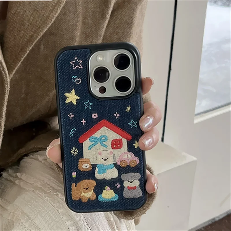 Denim Embroidery Cute puppy for Iphone 15 Pro Max 16 14 13 12 Pro Stars Cartoon silicone case for iPhone 15pro 16 Pro Funda
Denim Embroidery Cute puppy for Iphone 15 Pro Max 16 14 13 12 Pro Stars Cartoon silicone case for iPhone 15pro 16 Pro Funda