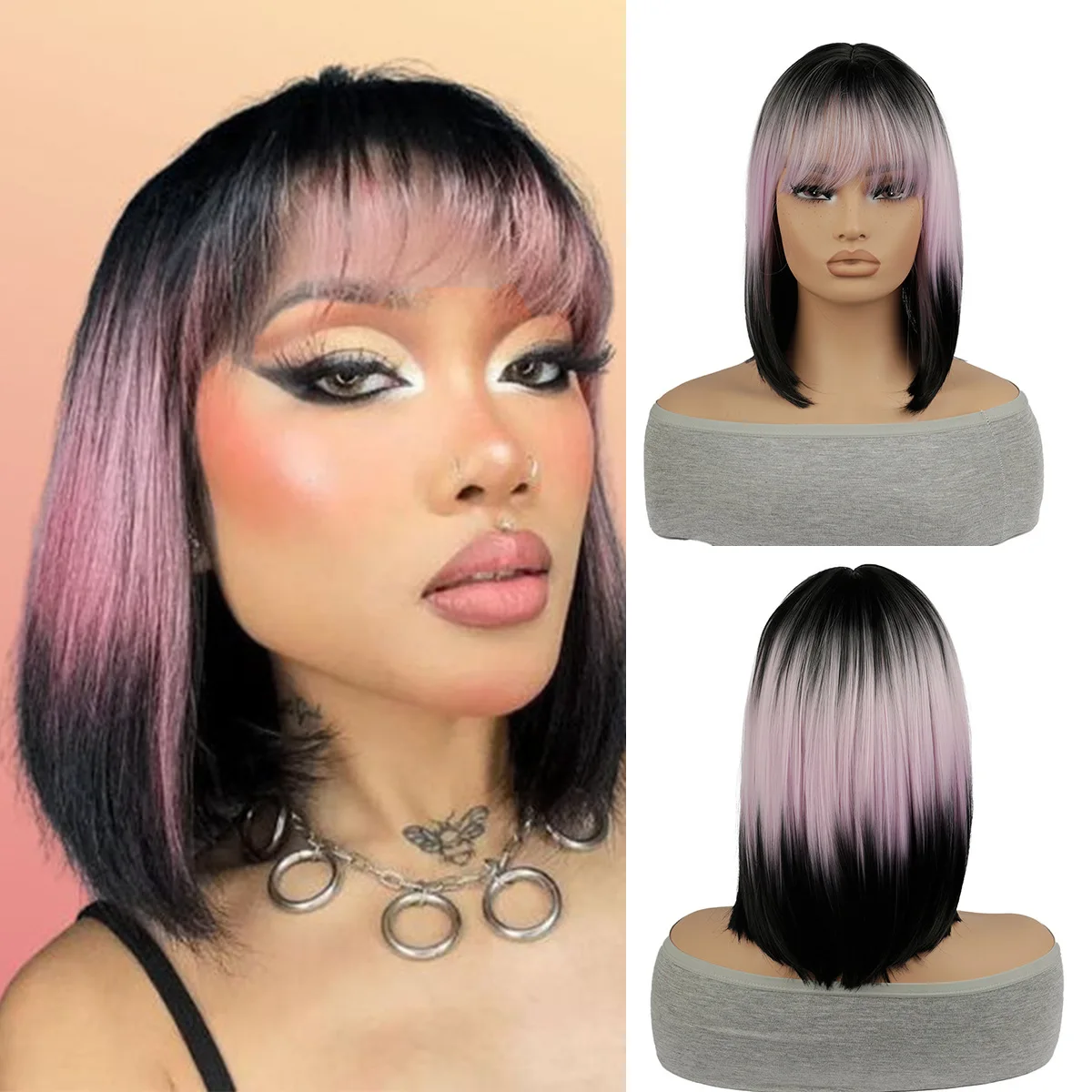 SQRDGQ Synthetic Hair Woman Wigs Short Bob Wig with Bangs Colorful Cosplay Wigs for Women High Quality Cosplay Wig Woman
SQRDGQ Synthetic Hair Woman Wigs Short Bob Wig with Bangs Colorful Cosplay Wigs for Women High Quality Cosplay Wig Woman