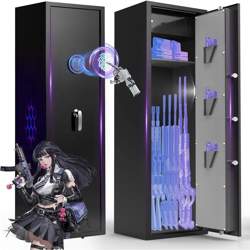 Biometric and Password Access Rifle and Pistol Safe - Fingerprint, Quick-Access Gun Cabinet for Home Use with No Assembly Needed
Biometric and Password Access Rifle and Pistol Safe - Fingerprint, Quick-Access Gun Cabinet for Home Use with No Assembly Needed