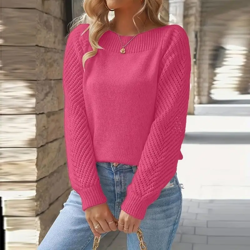 Polyester Blend Plain Sweater Loose Fit Ribbed Edges Pullover Hollowout Long Sleeve Crewneck Knitwear Top for Women
Polyester Blend Plain Sweater Loose Fit Ribbed Edges Pullover Hollowout Long Sleeve Crewneck Knitwear Top for Women