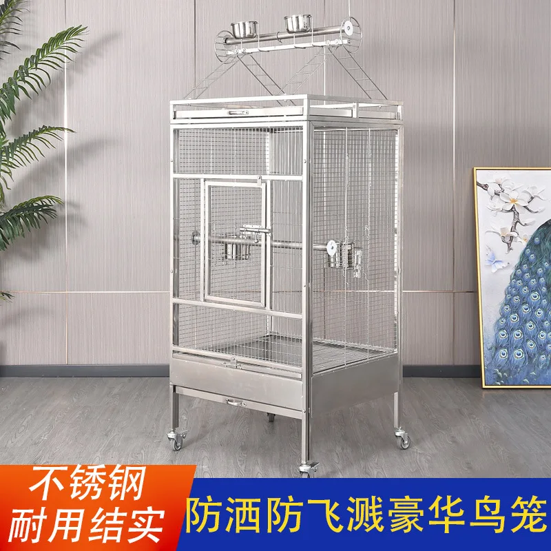 Large solid stainless steel bird cage indoor luxury square big bird cage Xuanfeng peony splash-proof villa parrot cage
Large solid stainless steel bird cage indoor luxury square big bird cage Xuanfeng peony splash-proof villa parrot cage