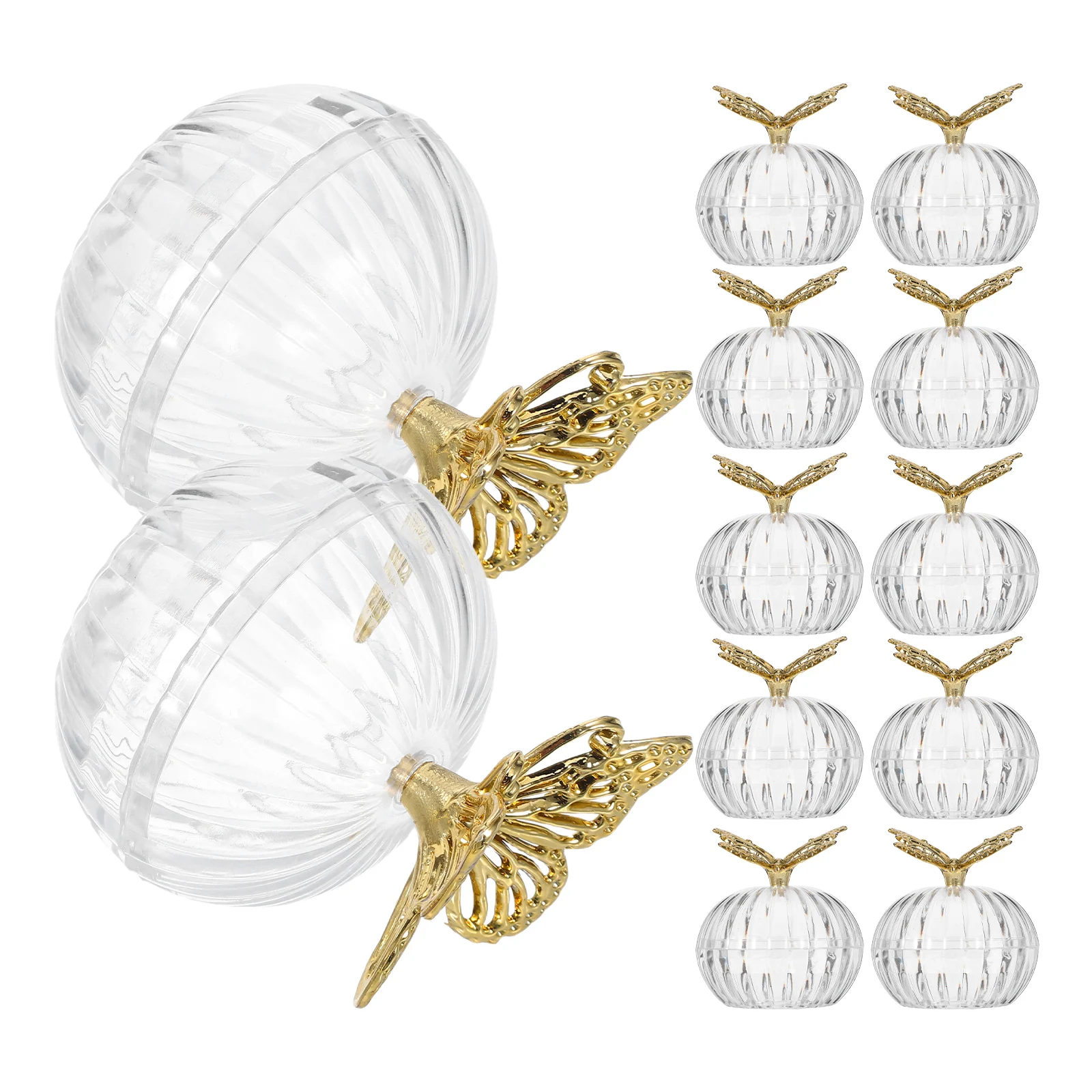 12Pcs Clear Candy Box Gold Plated Butterfly Wedding Favors Transparent Round Bottom Plastic Elegant Decorative Storage Holder
12Pcs Clear Candy Box Gold Plated Butterfly Wedding Favors Transparent Round Bottom Plastic Elegant Decorative Storage Holder