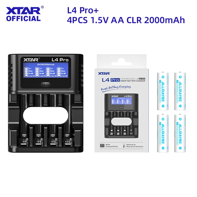 Умное зарядное устройство XTAR L4 Pro + 4 шт., 1,5 В AA CLR, 2000 мАч, литий-ионная аккумуляторная батарея, постоянное напряжение, выход и линейный разряд
Умное зарядное устройство XTAR L4 Pro + 4 шт., 1,5 В AA CLR, 2000 мАч, литий-ионная аккумуляторная батарея, постоянное напряжение, выход и линейный разряд